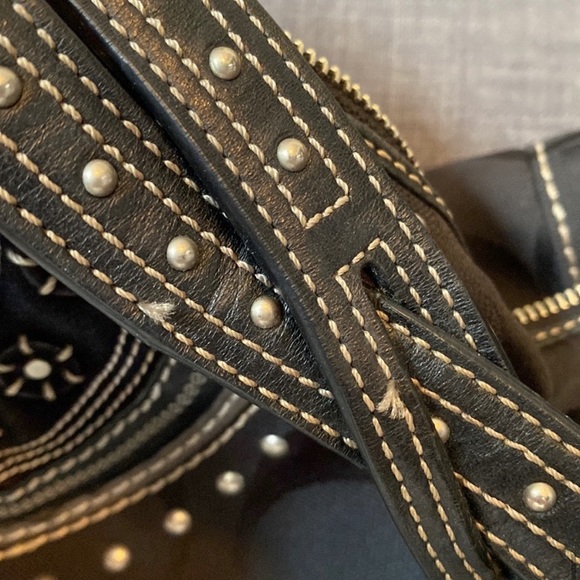 Coach signature suede leather canvas grommet black silver purse 2000s Y2K - Picture 16 of 16